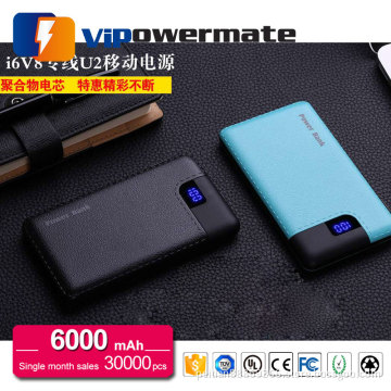 High quality gift products wireless usb portable power bank charger 6000mah